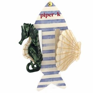 Piper K Seahorse and Clam Shell Hair Claw Clips Set of 2 Green Off White